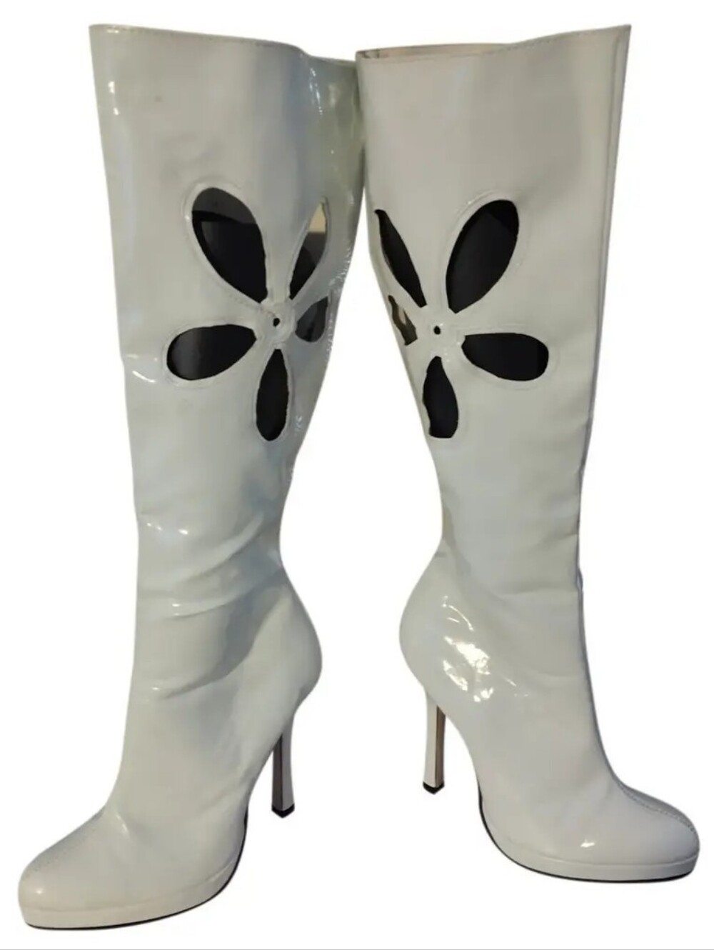 Lana Del Rey Vibe Ellie Lovechild White Flower Go-Go Boots 7 - Halloween